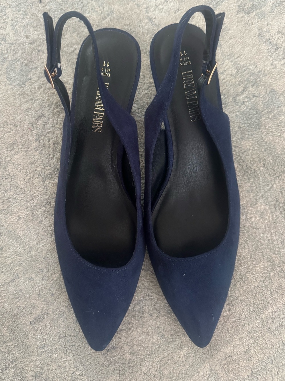 Navy Pointed Toe Slingback Pumps